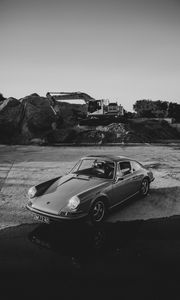 Preview wallpaper porsche, car, old, retro, bw