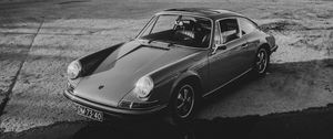 Preview wallpaper porsche, car, old, retro, bw