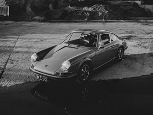 Preview wallpaper porsche, car, old, retro, bw