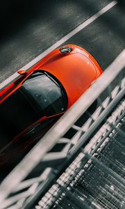 Preview wallpaper porsche, car, red, top view, asphalt