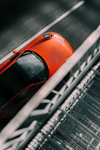 Preview wallpaper porsche, car, red, top view, asphalt