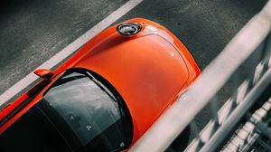 Preview wallpaper porsche, car, red, top view, asphalt