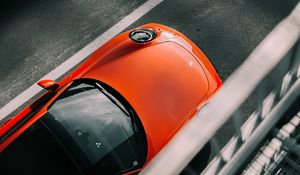 Preview wallpaper porsche, car, red, top view, asphalt