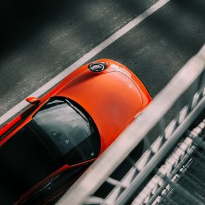 Preview wallpaper porsche, car, red, top view, asphalt