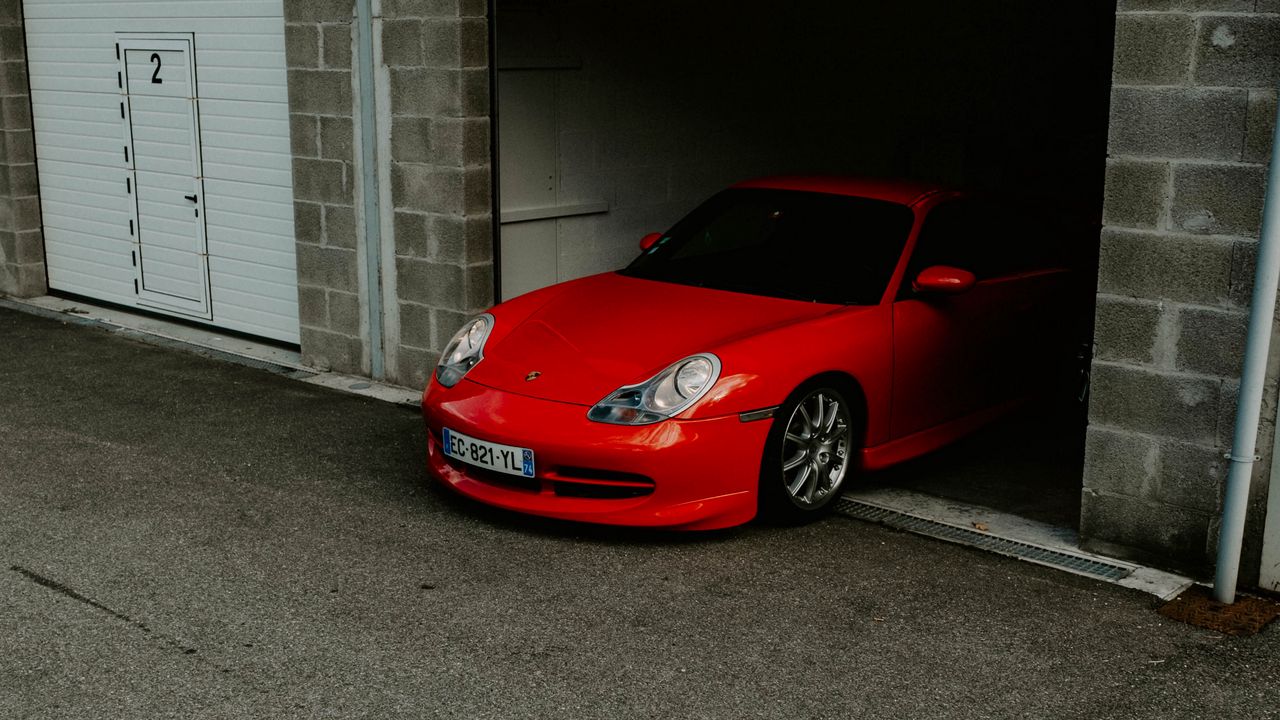 Wallpaper porsche, car, red, garage