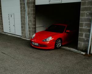 Preview wallpaper porsche, car, red, garage