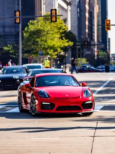 Preview wallpaper porsche, car, red, road