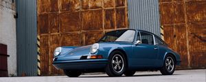 Preview wallpaper porsche, car, side view, blue