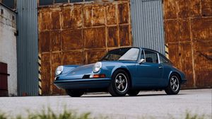 Preview wallpaper porsche, car, side view, blue