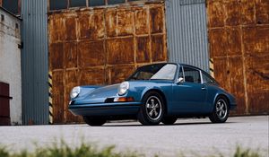 Preview wallpaper porsche, car, side view, blue