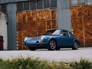 Preview wallpaper porsche, car, side view, blue