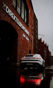 Preview wallpaper porsche, car, sports car, gray, rear view