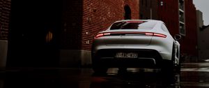 Preview wallpaper porsche, car, sports car, gray, rear view