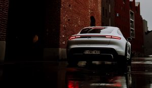 Preview wallpaper porsche, car, sports car, gray, rear view