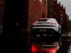 Preview wallpaper porsche, car, sports car, gray, rear view