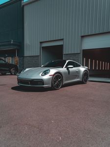 Preview wallpaper porsche, car, sports car, gray, side view