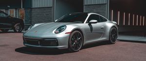 Preview wallpaper porsche, car, sports car, gray, side view