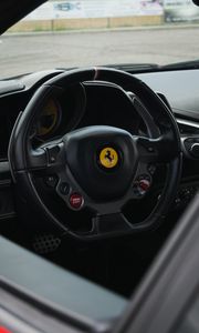 Preview wallpaper porsche, car, steering wheel, buttons, salon