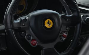 Preview wallpaper porsche, car, steering wheel, buttons, salon