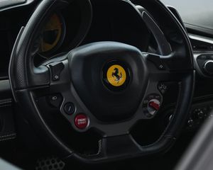 Preview wallpaper porsche, car, steering wheel, buttons, salon