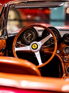 Preview wallpaper porsche, car, steering wheel, retro