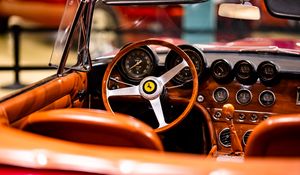 Preview wallpaper porsche, car, steering wheel, retro