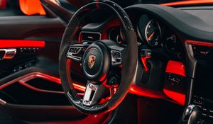 Preview wallpaper porsche, car, wheel, salon, red, black