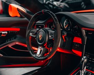 Preview wallpaper porsche, car, wheel, salon, red, black