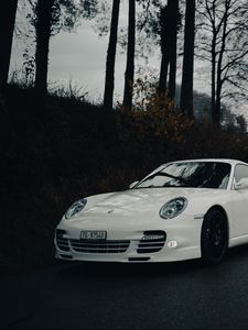 Preview wallpaper porsche, car, white, road