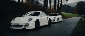 Preview wallpaper porsche, car, white, road