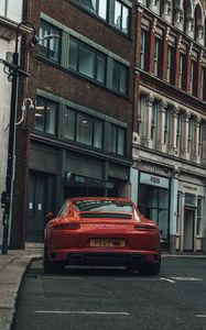 Preview wallpaper porsche carrera, porsche, car, red, parking