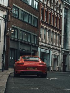 Preview wallpaper porsche carrera, porsche, car, red, parking