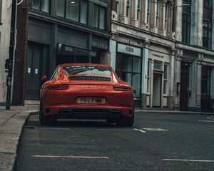 Preview wallpaper porsche carrera, porsche, car, red, parking