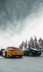 Preview wallpaper porsche, cars, sports car, snow, racing