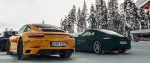 Preview wallpaper porsche, cars, sports car, snow, racing