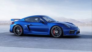 Preview wallpaper porsche, cayman, gt4, blue, side view