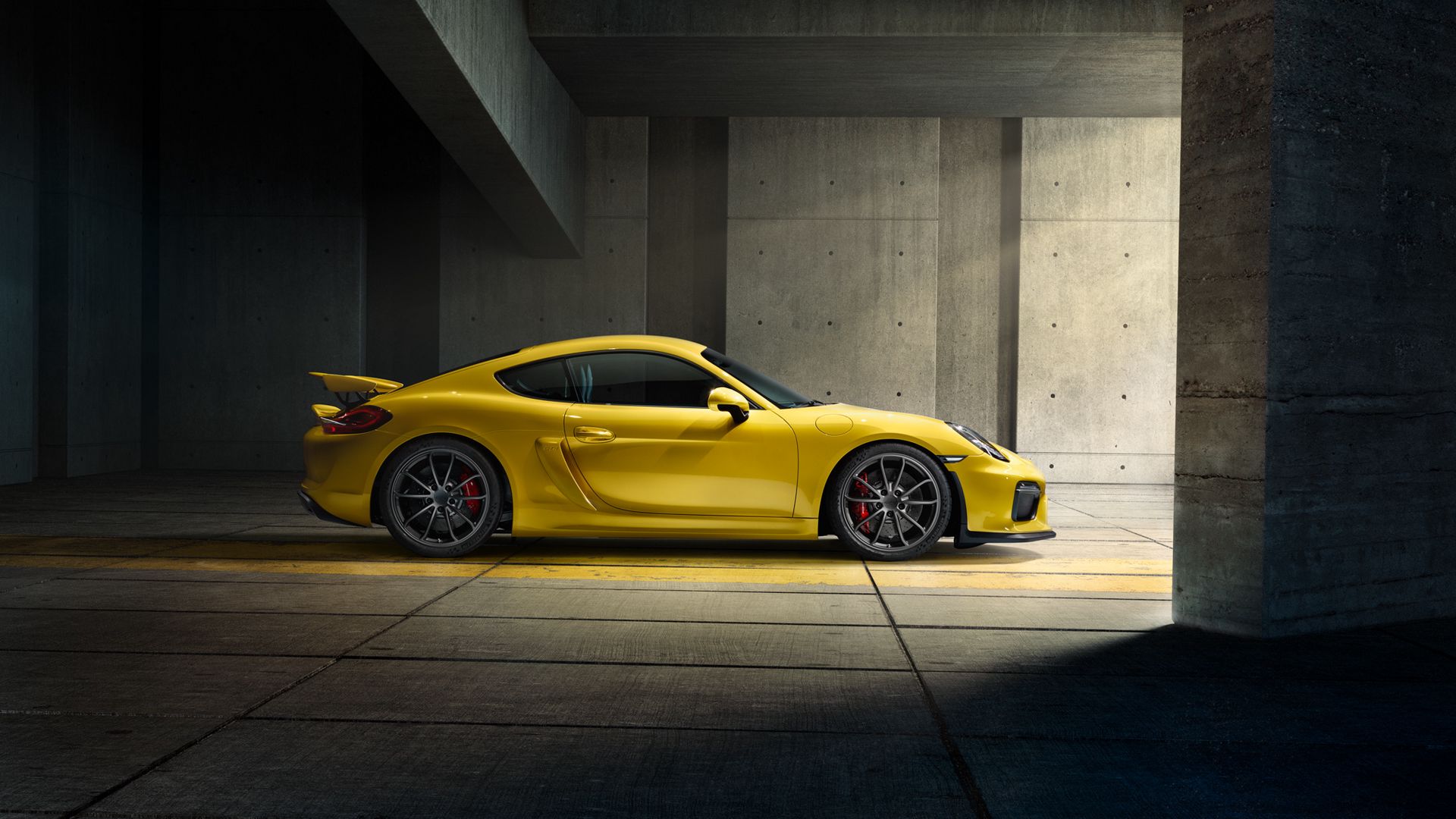 Download wallpaper 1920x1080 porsche, cayman, gt4, yellow, 2015 full hd ...