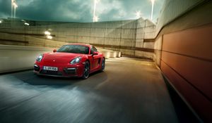 Preview wallpaper porsche, cayman, gts, red, side view