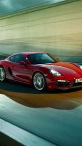 Preview wallpaper porsche, cayman, gts, red, side view