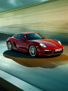 Preview wallpaper porsche, cayman, gts, red, side view