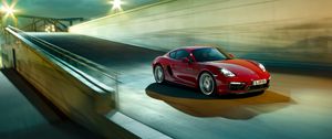 Preview wallpaper porsche, cayman, gts, red, side view