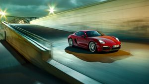 Preview wallpaper porsche, cayman, gts, red, side view