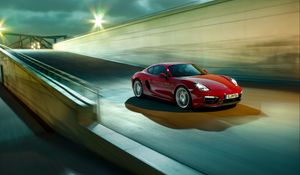 Preview wallpaper porsche, cayman, gts, red, side view