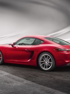 Preview wallpaper porsche, cayman, gts, red, side view