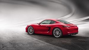 Preview wallpaper porsche, cayman, gts, red, side view