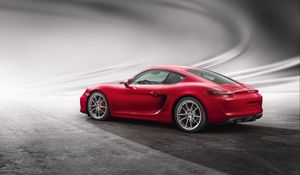 Preview wallpaper porsche, cayman, gts, red, side view