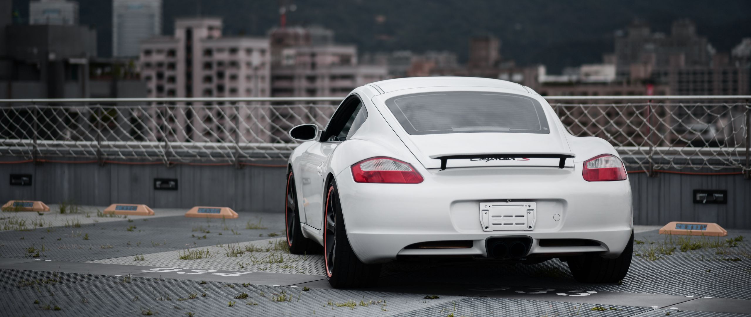 Download Wallpaper X Porsche Cayman S Porsche Car Sports Car White Rear View Dual