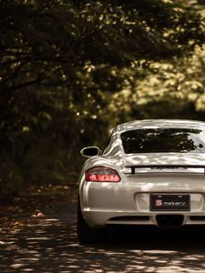 Preview wallpaper porsche cayman s, porsche, car, sportscar, white, rear view