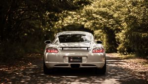 Preview wallpaper porsche cayman s, porsche, car, sportscar, white, rear view