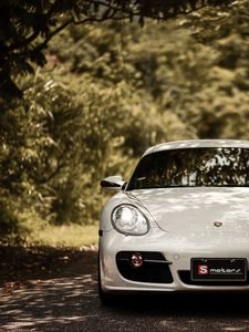 Preview wallpaper porsche cayman s, porsche, car, white, front view